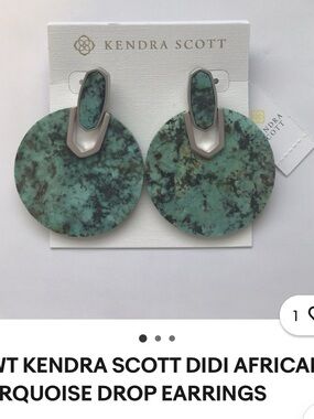 Kendra Scott Turquoise Green Round Drop Earrings